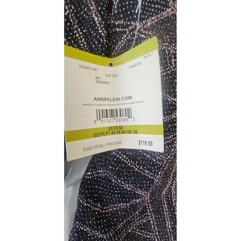 NWT Anne Klein Rose Gold Metallic Geometric Ruched Sheath Dress Size 14 - Picture 8 of 10